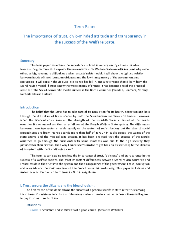 (DOC) The importance of trust, civicminded attitude and