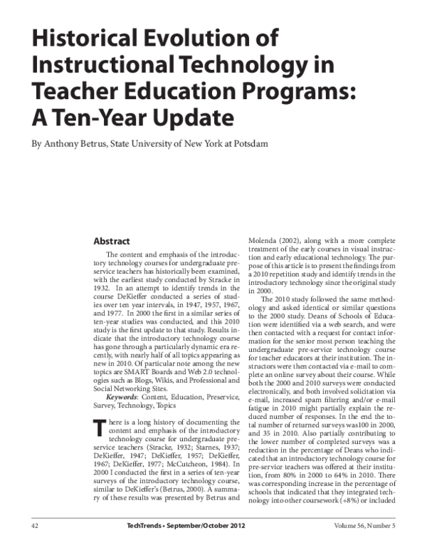 (PDF) Historical Evolution of Educational Technology in Teacher ...