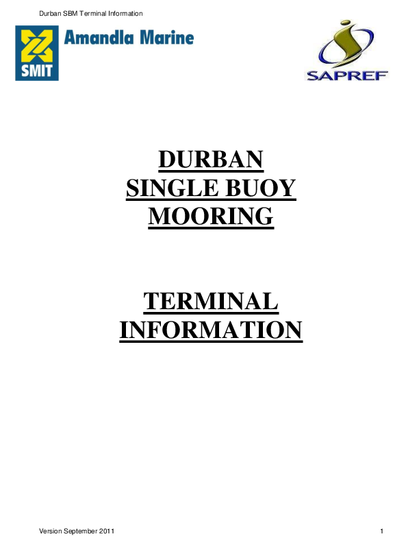 (PDF) Durban SBM Terminal Information DURBAN SINGLE BUOY MOORING ...