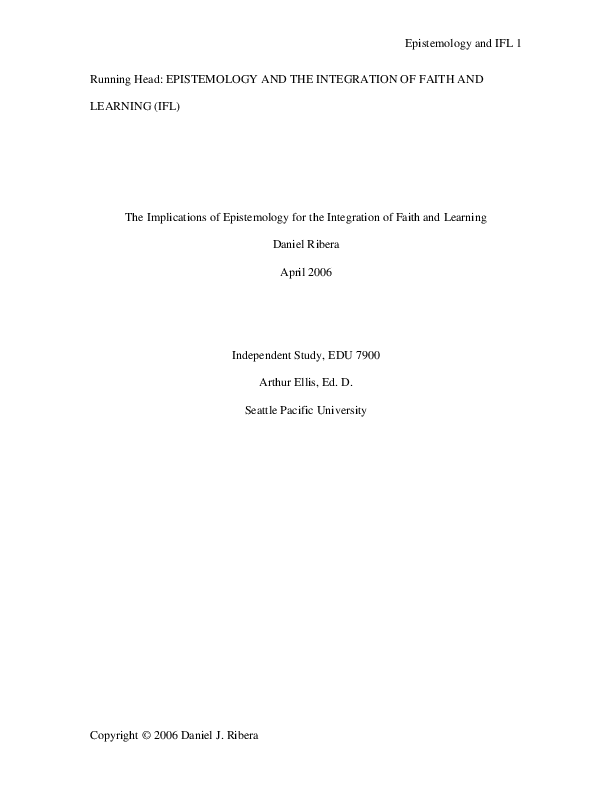 Pdf The Implications Of Epistemology For The Integration Of Faith And Pdf The Implications Of Epistemology For The Integration Of Faith And