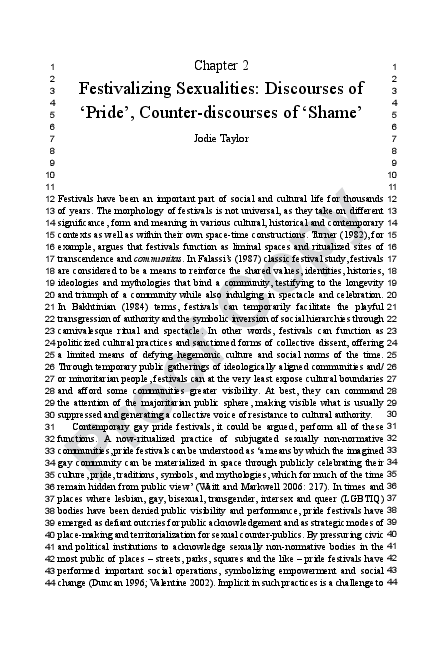 (PDF) Festivalizing Sexuality: Discourses of ‘Pride’, Counter ...