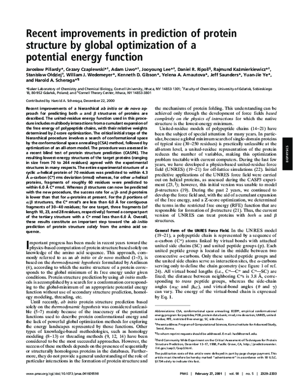 (PDF) Recent improvements in prediction of protein structure by global ...