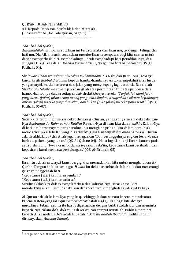 (DOC) Quran Hudan #1