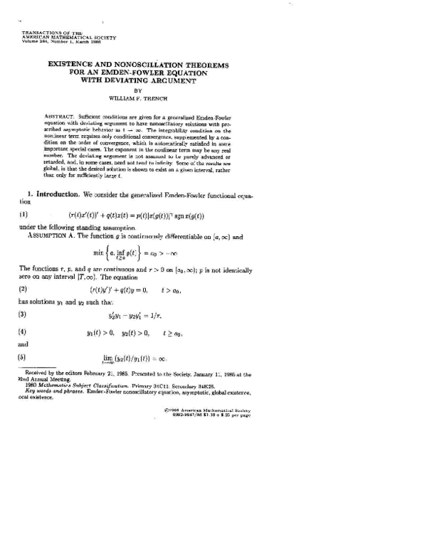 (PDF) Existence and nonoscillation theorems for an Emden-Fowler ...