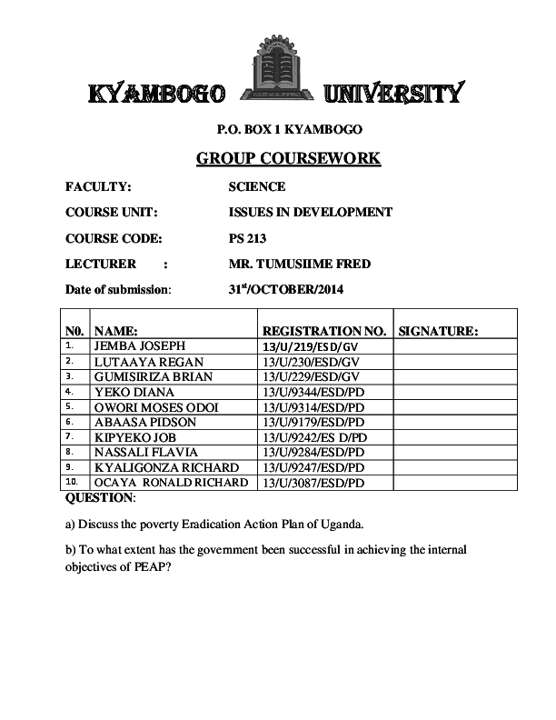  DOC POVERTY ERADICATION ACTION PLAN OF UGANDA Lutaaya R E G A N
