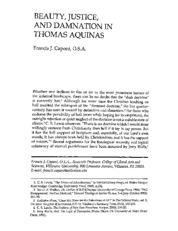 (PDF) Beauty, Justice, and Damnation in Thomas Aquinas