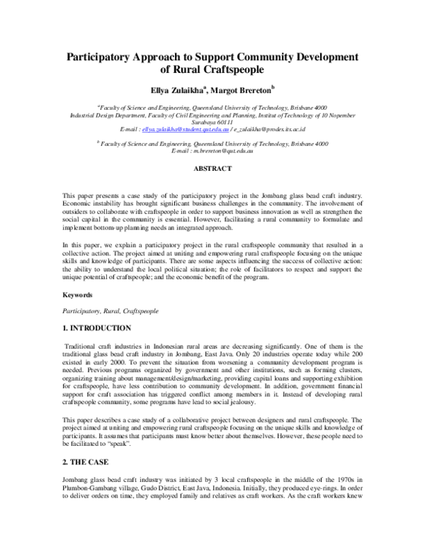 (PDF) Participatory Approach to Support Community Development of Rural ...