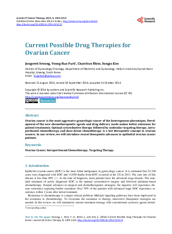 (PDF) Current Possible Drug Therapies for Ovarian Cancer