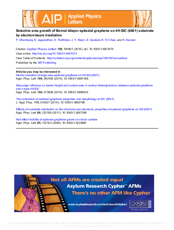 (PDF) Selective area growth of Bernal bilayer epitaxial graphene on 4H ...