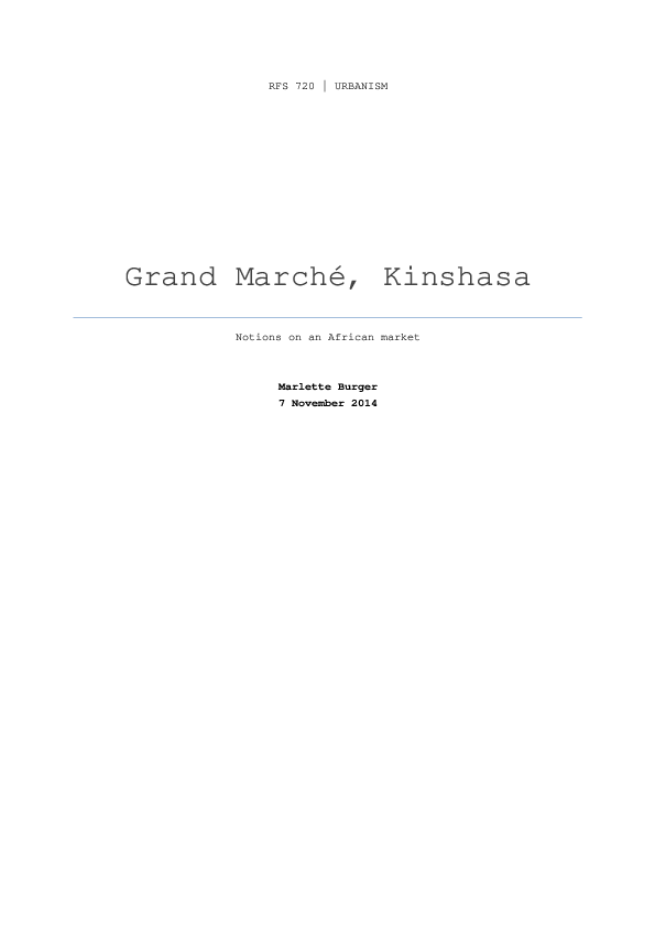 (PDF) B. Arch. Honours: Grand Marché, Kinshasa - Notions on an African ...