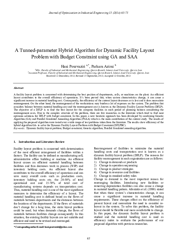 (PDF) A Tunned-parameter Hybrid Algorithm for Dynamic Facility Layout ...