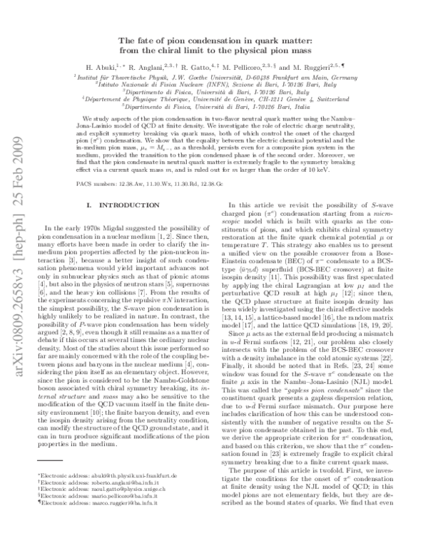 (PDF) Fate of pion condensation in quark matter: From the chiral limit ...