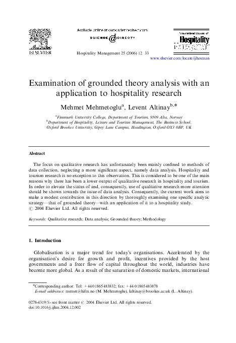 (PDF) 'Examination of grounded theory analysis with an application to ...