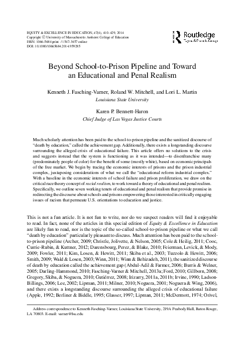 School-to-prison pipeline and mass incarceration picture