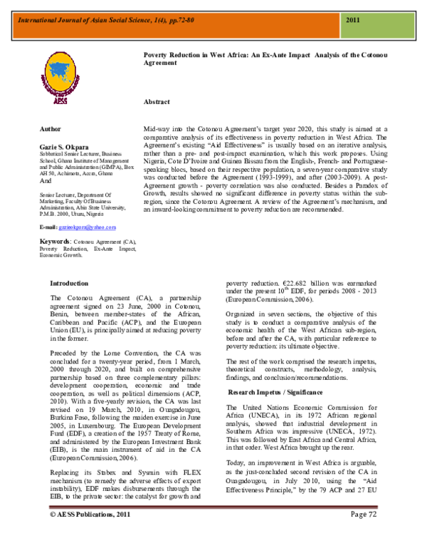 (PDF) Poverty Reduction in West Africa: An ExAnte Impact Analysis of ...