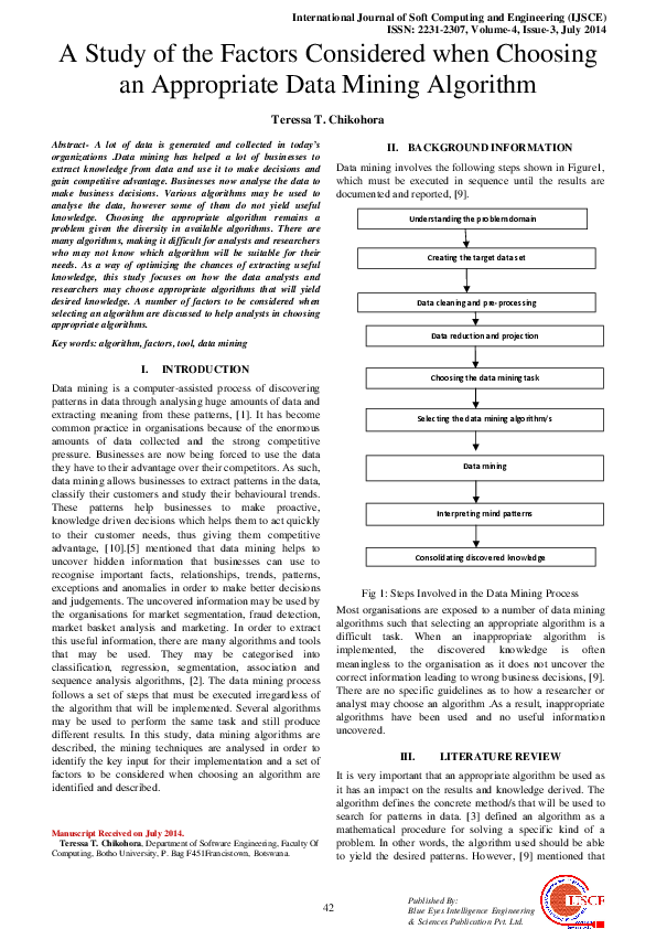 (PDF) A Study of the Factors Considered when Choosing an Appropriate ...