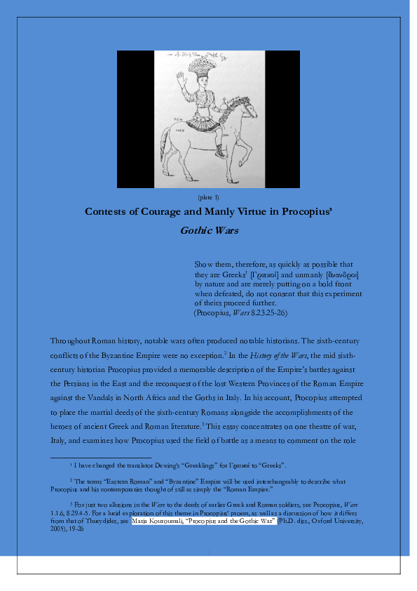 Contests of Courage and Manly Virtue in Procopius' Gothic Wars