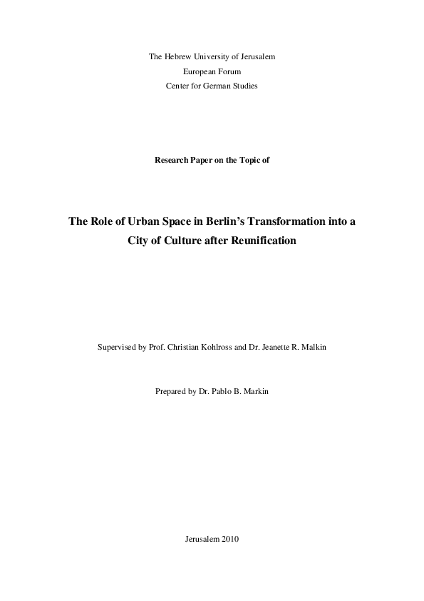 (PDF) The Role of Urban Space in Berlin’s Transformation into a City of