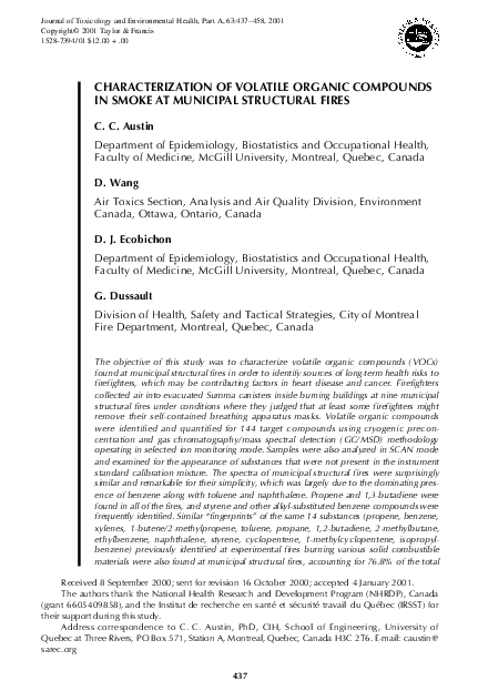 (PDF) Characterization of volatile organic compounds (VOCs) in smoke at ...