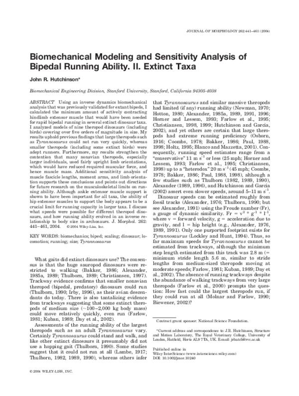 (PDF) Biomechanical modeling and sensitivity analysis of bipedal ...