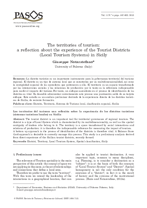 (PDF) The territories of tourism: a reflection about the experience of ...
