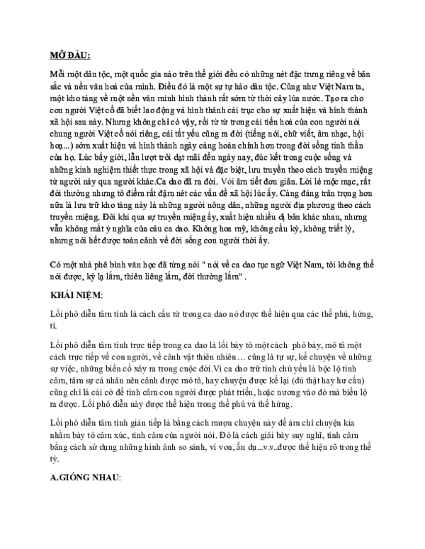 First page of “Bài nộp ca dao chính thức”