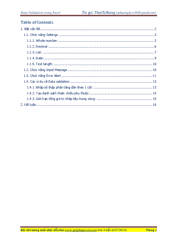 First page of “Hướng dẫn sử dụng Data Validation”