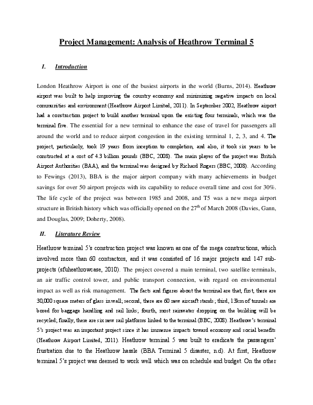 (DOC) Heathrow Project Management Analysis