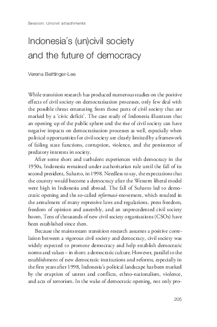 (PDF) Indonesia´s (un)civil society and the future of democracy