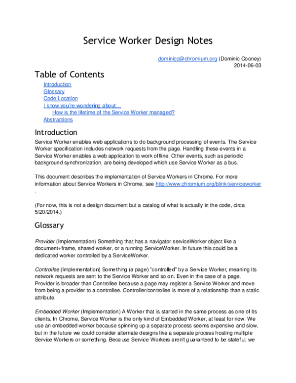 (DOC) Service Worker Design Notes