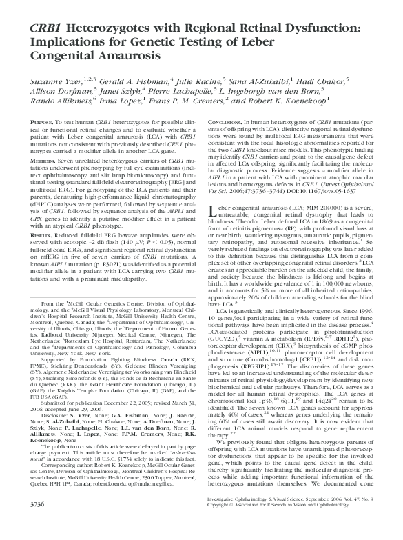 (PDF) CRB1 Heterozygotes with Regional Retinal Dysfunction