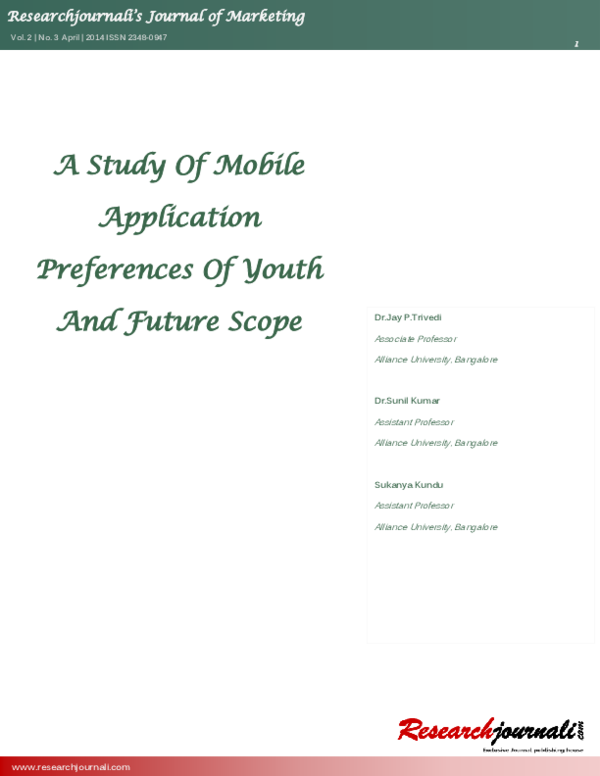 (PDF) A Study Of Mobile Application Preferences Of Youth And Future