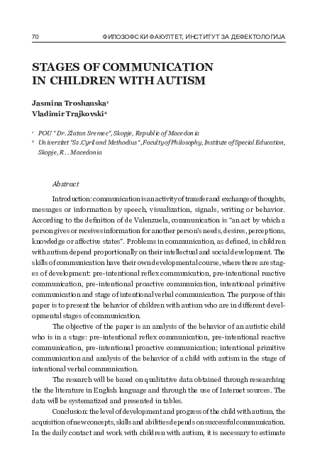 (PDF) Stages of communication in children with autism