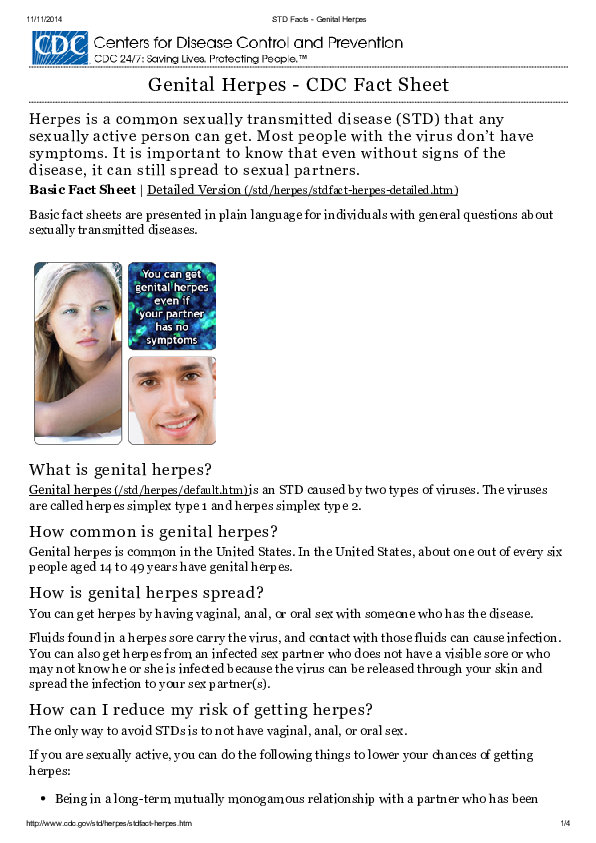 (PDF) Genital Herpes CDC Fact Sheet John smith Academia.edu