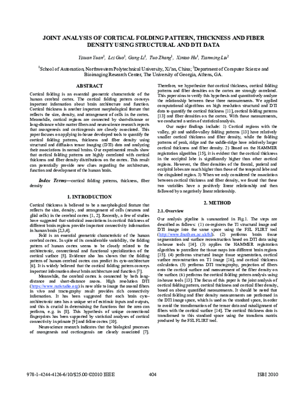 (PDF) Joint analysis of cortical folding pattern, thickness and fiber ...