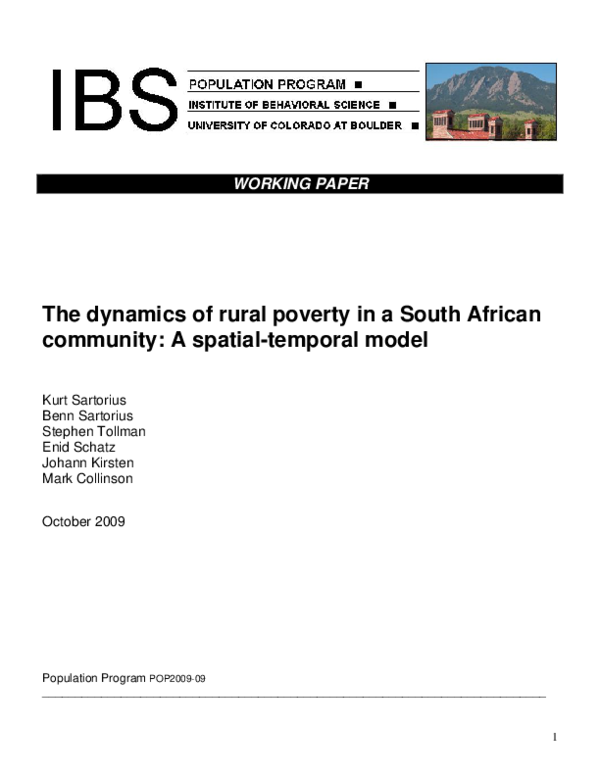 (PDF) The dynamics of rural poverty in a South African community: A ...