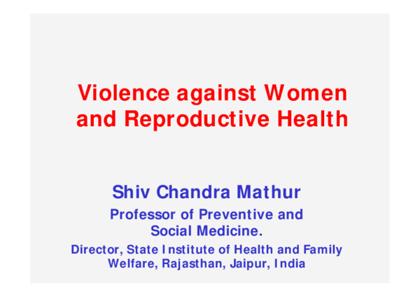 (PDF) Violence against Women and Reproductive Health