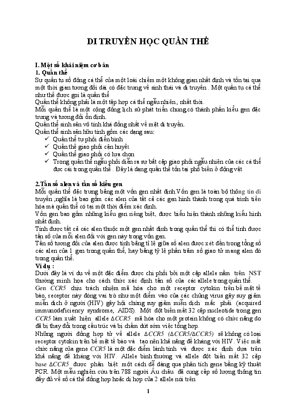 First page of “DI TRUYỀN HỌC QUẦN THỂ”