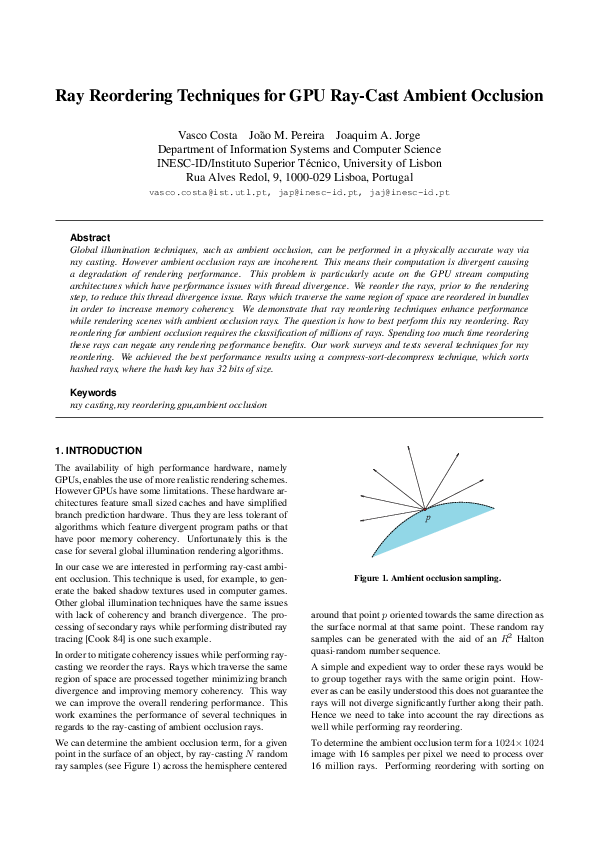 (PDF) Ray Reordering Techniques for GPU Ray-Cast Ambient Occlusion