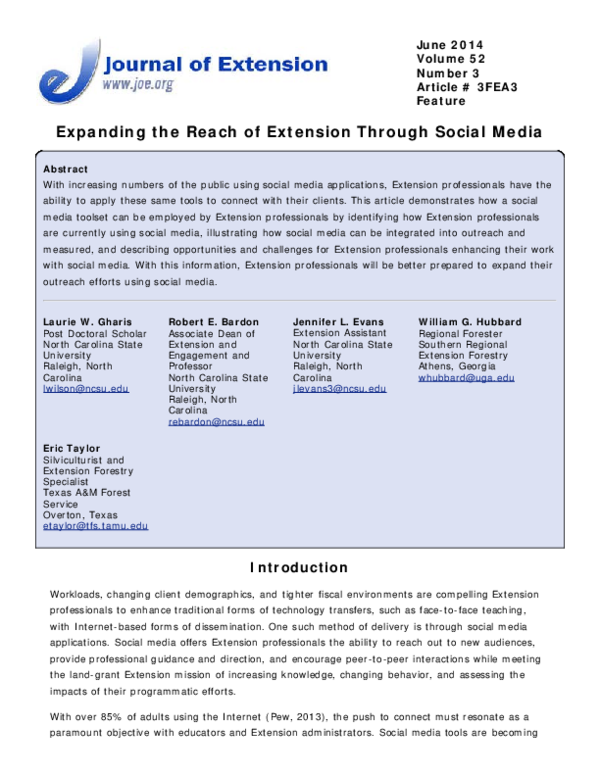 (PDF) Expanding the Reach of Extension Through Social Media