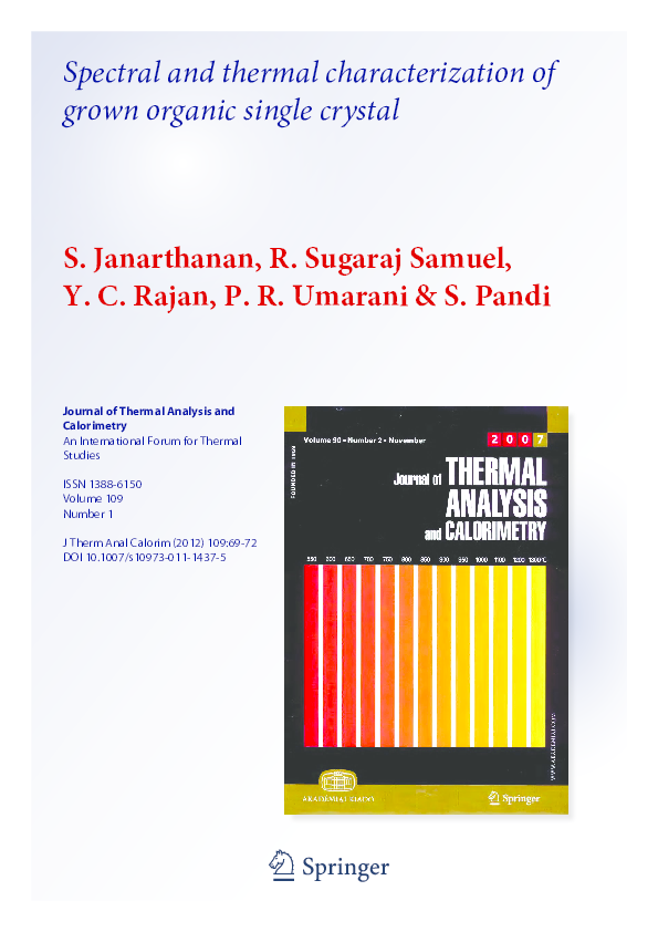 (PDF) Spectral and thermal characterization of grown organic single crystal
