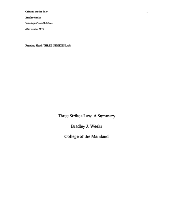 (PDF) Three Strikes Law: A Summary