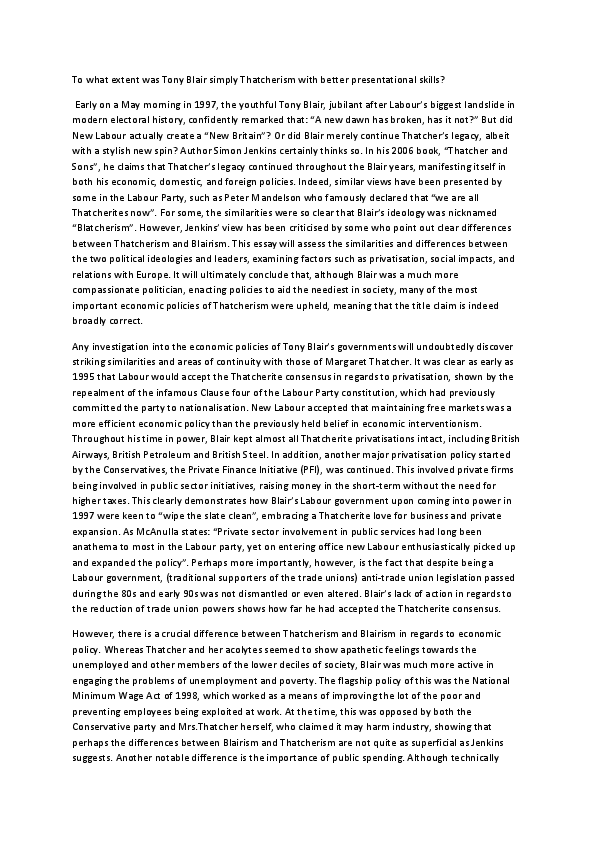 Thatcherism essay image