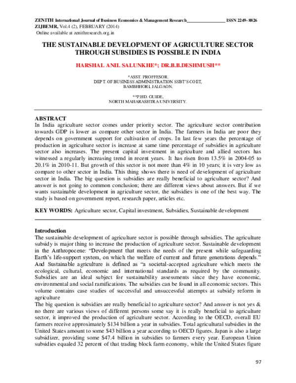 (PDF) THE SUSTAINABLE DEVELOPMENT OF AGRICULTURE SECTOR THROUGH ...