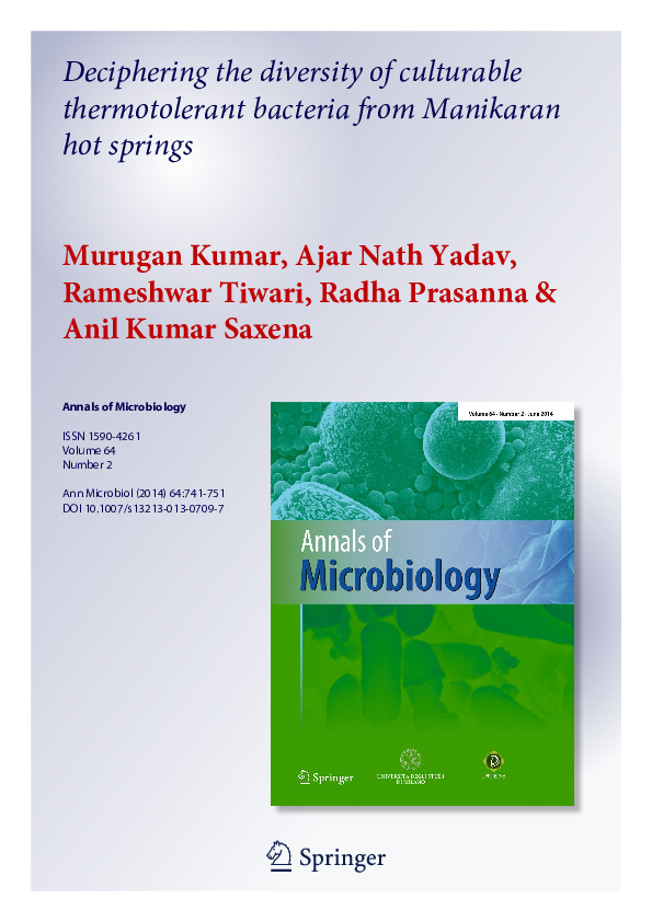 (PDF) Deciphering the diversity of culturable thermotolerant bacteria ...