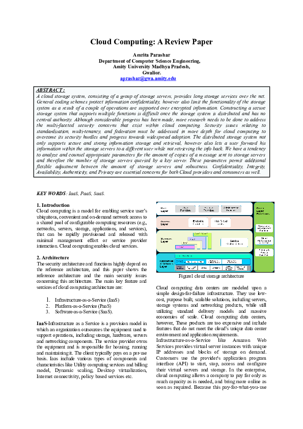 (DOC) Cloud Computing: A Review Paper