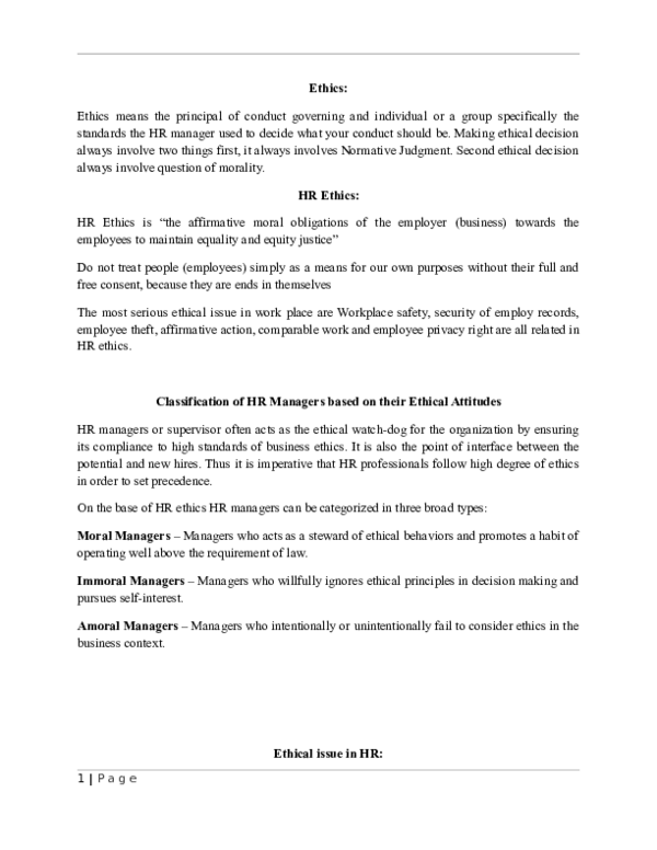 Hr ethics essay image