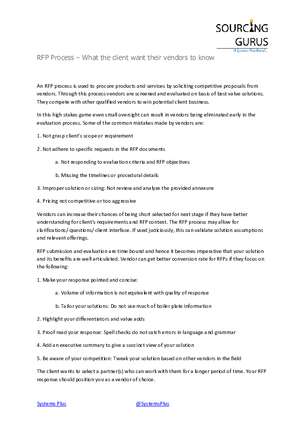 (PDF) RFP Process – What the client want their vendors to know