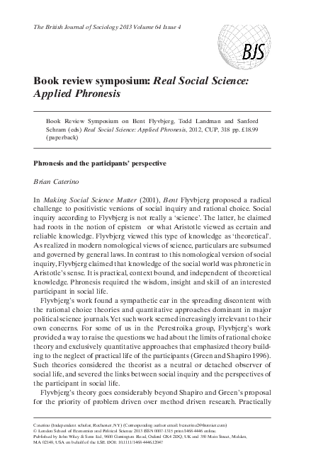 (PDF) Phronesis and the Particpant's Perpective