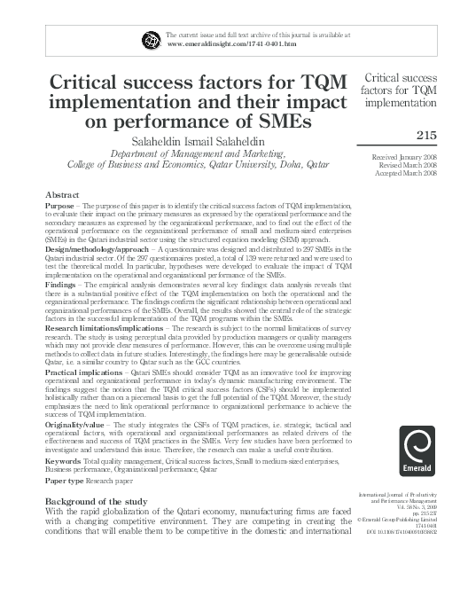 Critical success factors for TQM... - artigo - 2009